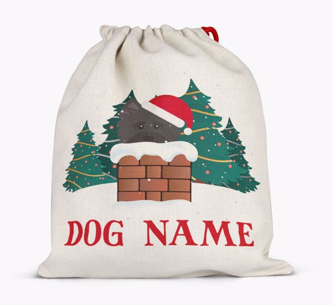 Peeking Dog with Santa Hat: Personalised {breedFullName} Santa Sack 